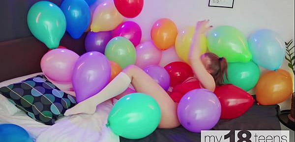  MY18TEENS - Nude Girl With Big Tits Plays With Balloons